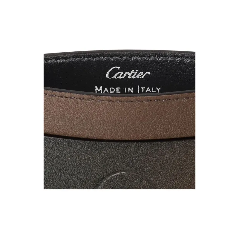 CARTIER Must De Cartier Cow Leather Card Holder Women's Gradient Gray Umber-3