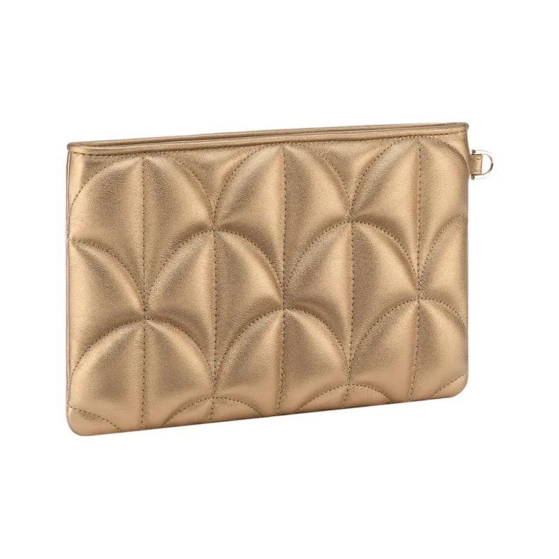 BVLGARI Calfskin Clutch Women's Gold-1