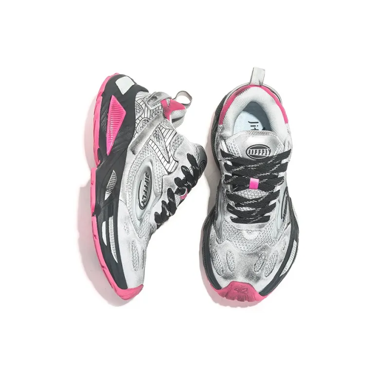 Jifffly Cushioned Slip-Resistant Breathable Lightweight Height Increasing Low-Top Chunky Sneakers Unisex-46