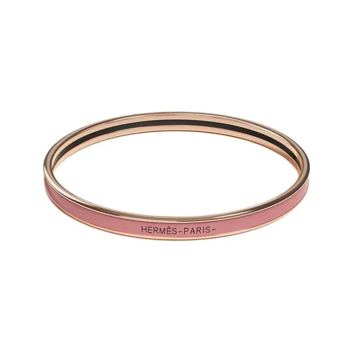 HERMES Enamel Bangles Women's Elegant Rose Pink