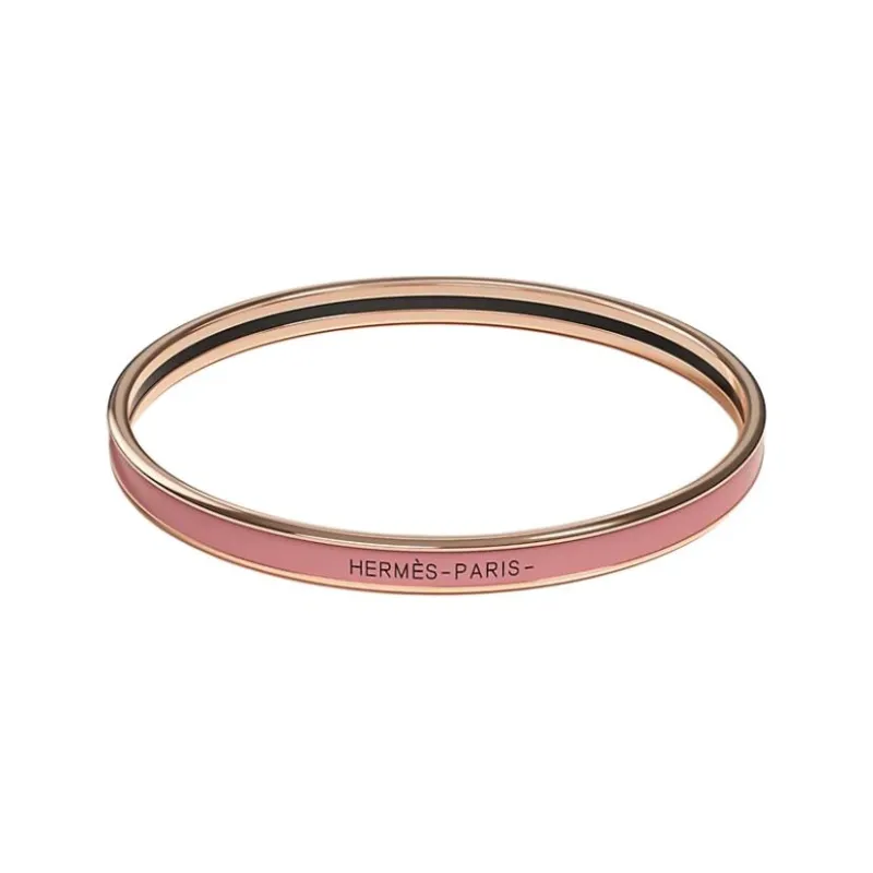 HERMES Enamel Bangles Women's Elegant Rose Pink-0
