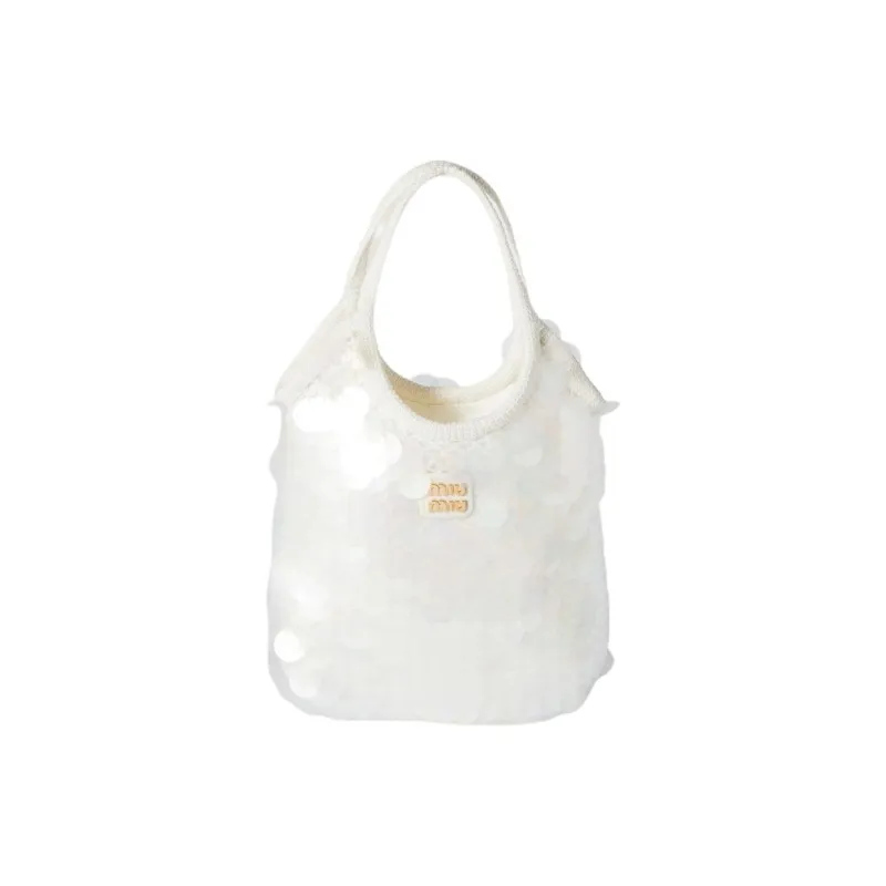 MIU MIU Ivy Cotton Shoulder Bag, Crossbody Bag, Handbag Women's White-0