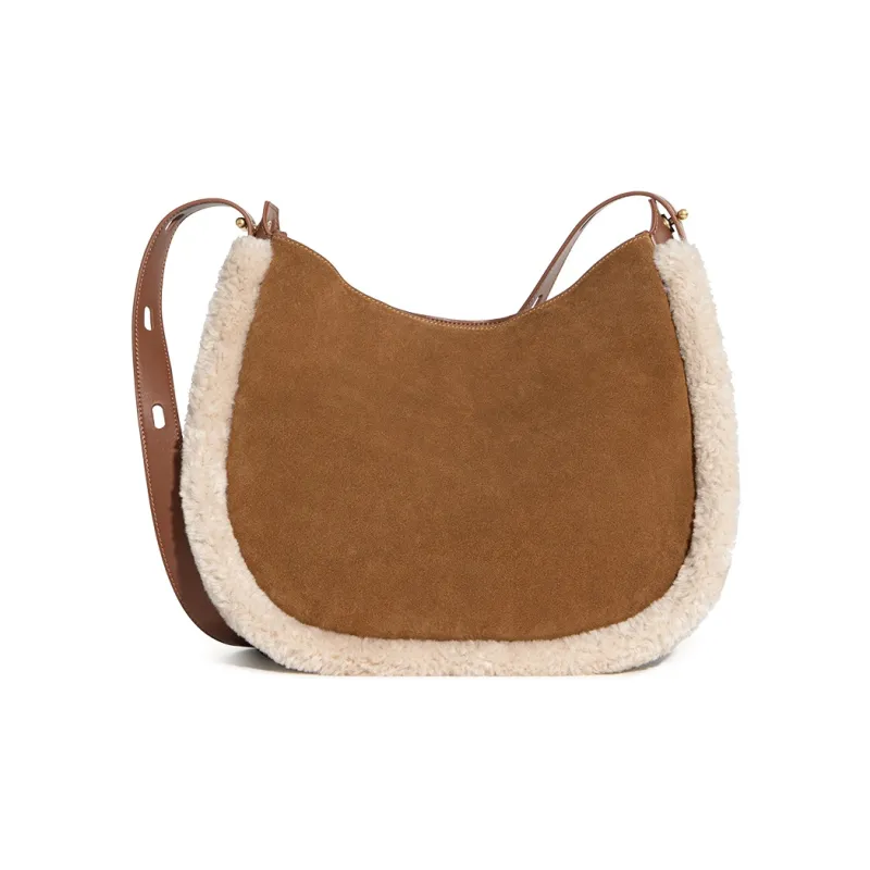 Cthulhu Cow Leather Minimalist Style Individual Tote Crossbody Bag Large Size Women's Brown-2