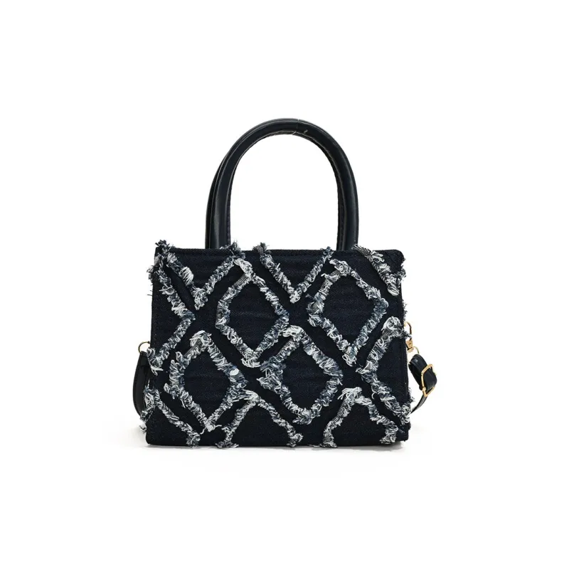 Yalu PU Tote Bag, Shopping Bag, Handbag Women's White/Black/Blue-7