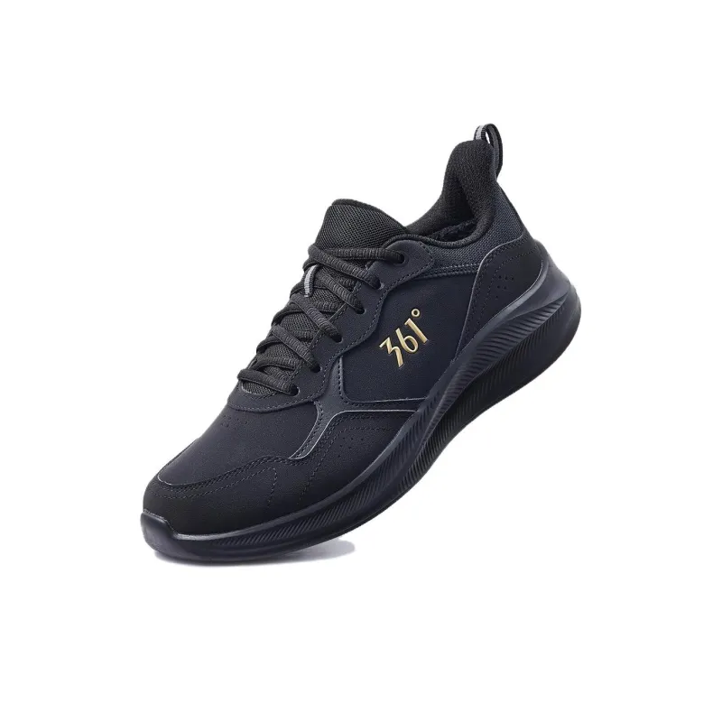 361° Anti-Slip Wear-Resistant Low-Top Running Shoes Men's Black Gold-3