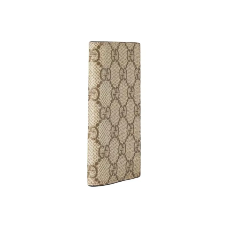 GUCCI GG Emblem Coated Fabric Card Holder Men's Beige & Dark Brown-1