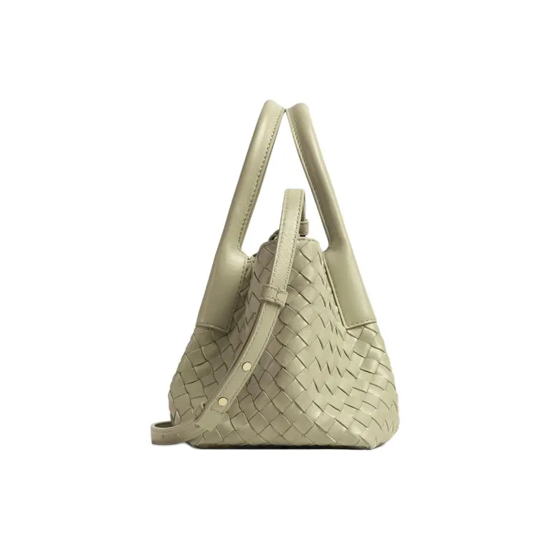 Bottega Veneta Calfskin Tote Bag Shopping Bag Handbag Small Size Women's Lime Gray-1