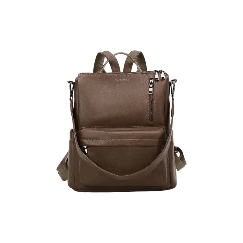 JEANSWEST Fabric Backpack Regular Women's Black/Brown-7