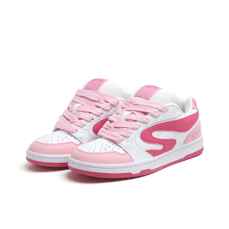SINPERCO Anti Slip Wear Resistant Low Top Skateboard Shoes Women's Fuchsia-2