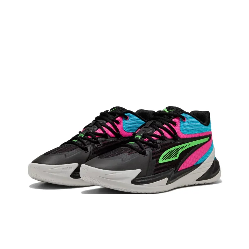 PUMA Anti Slip Wear Resistant Mid Top Basketball Shoes Unisex Black Pink-2