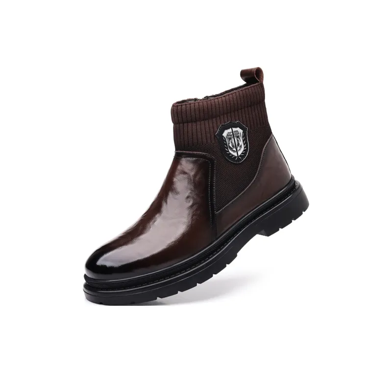 XIAOTOULANG Ankle Boots Men Black/Brown-13