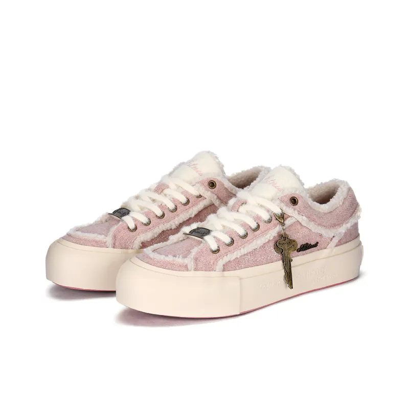 MATNUT Height Increasing Slip Resistant Low Top Skateboard Shoes Unisex Pink-2