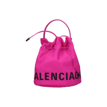 Balenciaga Nylon Bucket Bags Crossbody One Shoulder Handbags Small Size Women's Pink