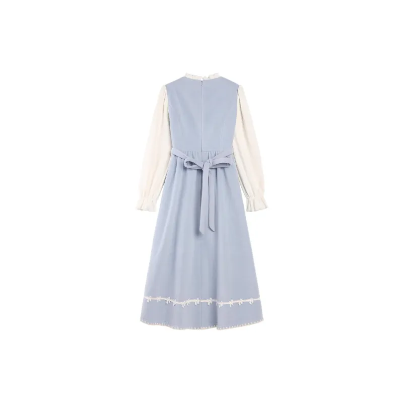 Alxnan Long Sleeved Dresses Women's Light Blue-1