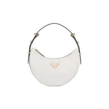 PRADA Leather Shoulder Bag Women's White