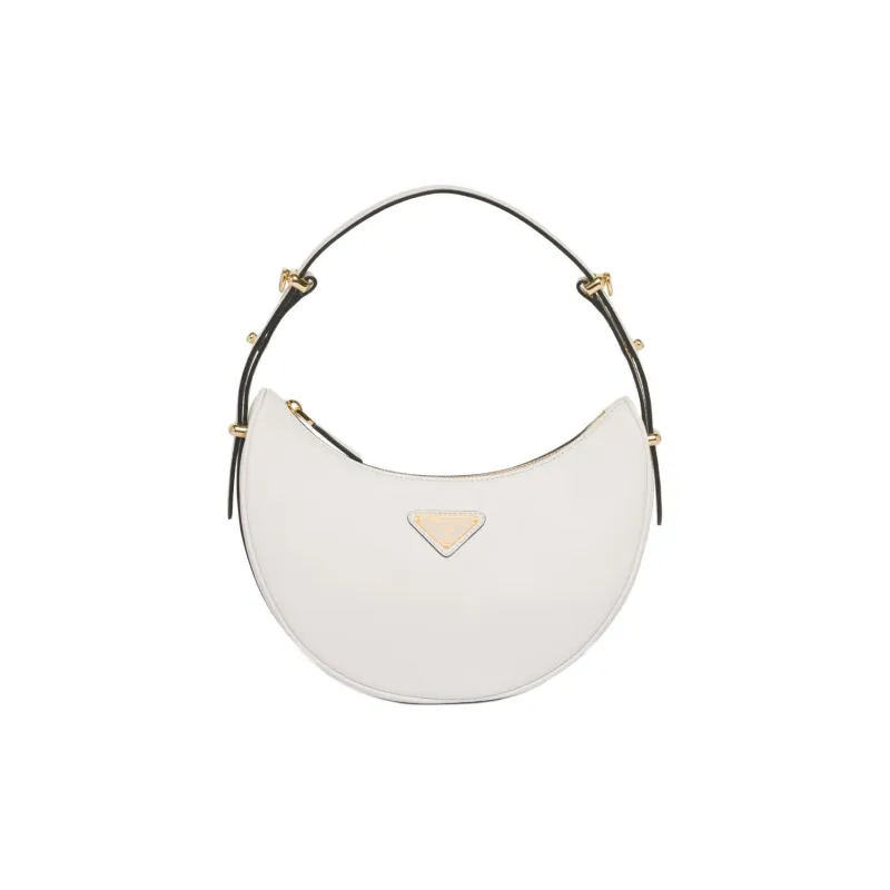 PRADA Leather Shoulder Bag Women's White-0