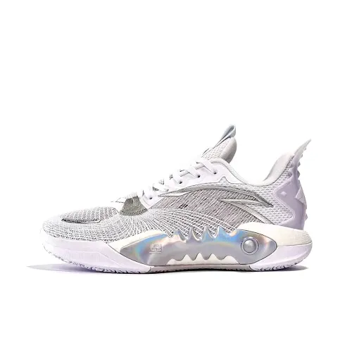 Anta Shock Wave 5 Cushioning Wear Resistant Low Top Basketball Shoes Men's White