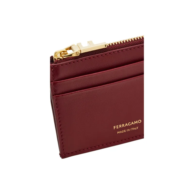 FERRAGAMO Calfskin Card Holder Women's Burgundy Color-3