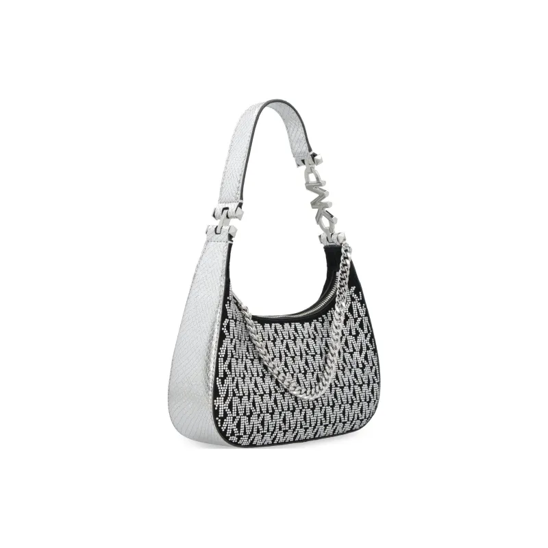 MICHAEL KORS Cow Leather And Sheepskin Handbag, Shoulder Bag Small Size Women's Black/Silver Gray-2
