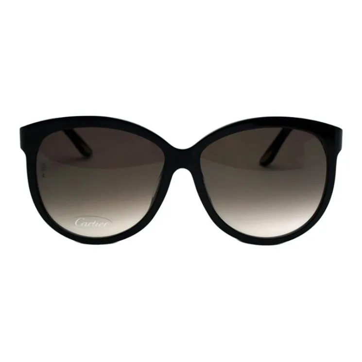 CARTIER Metal Horn Cat Eye Sunglasses Unisex Black-1