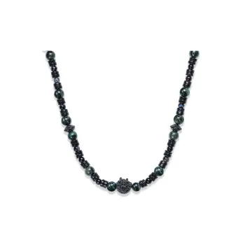 Cuud Bird Pattern Stone Necklaces Men's