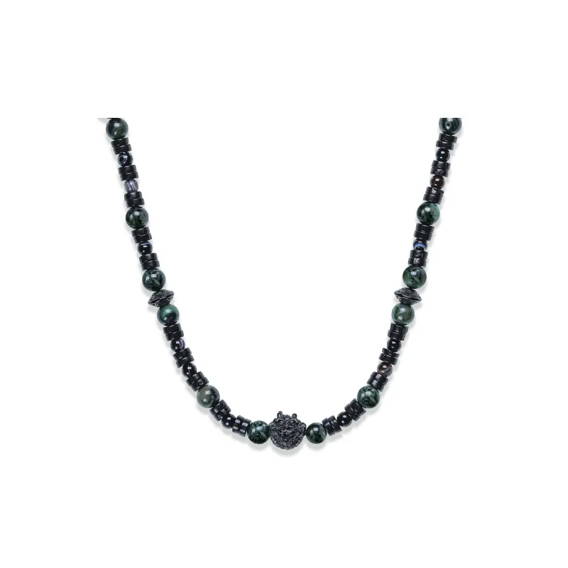 Cuud Bird Pattern Stone Necklaces Men's-0