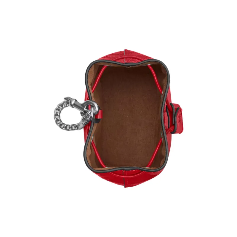 COACH Drawstring Patent Leather With Smooth Leather Clutch Mini Women's Red-2