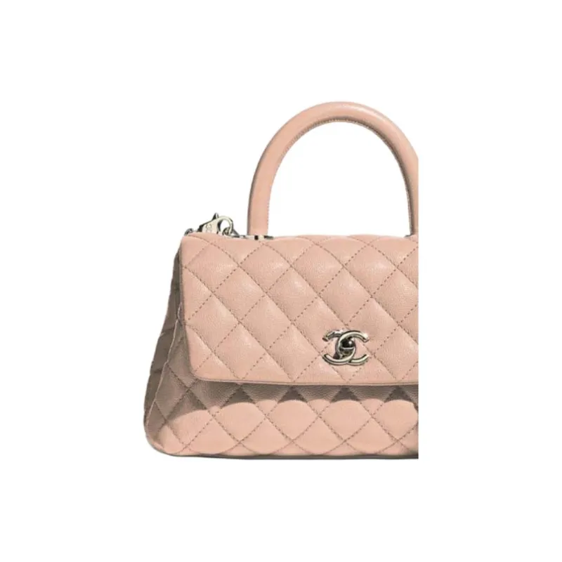 CHANEL Coco Handle Calfskin Flap Bag Handbag, Shoulder Bag Women's Light Pink Red-2