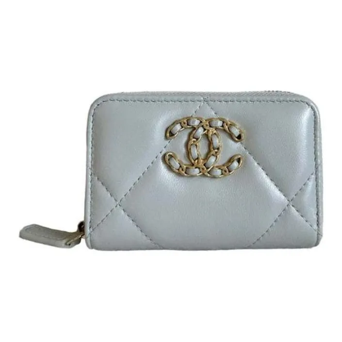 CHANEL 19 Zipped Coin Purse Light Grey AP0949-0