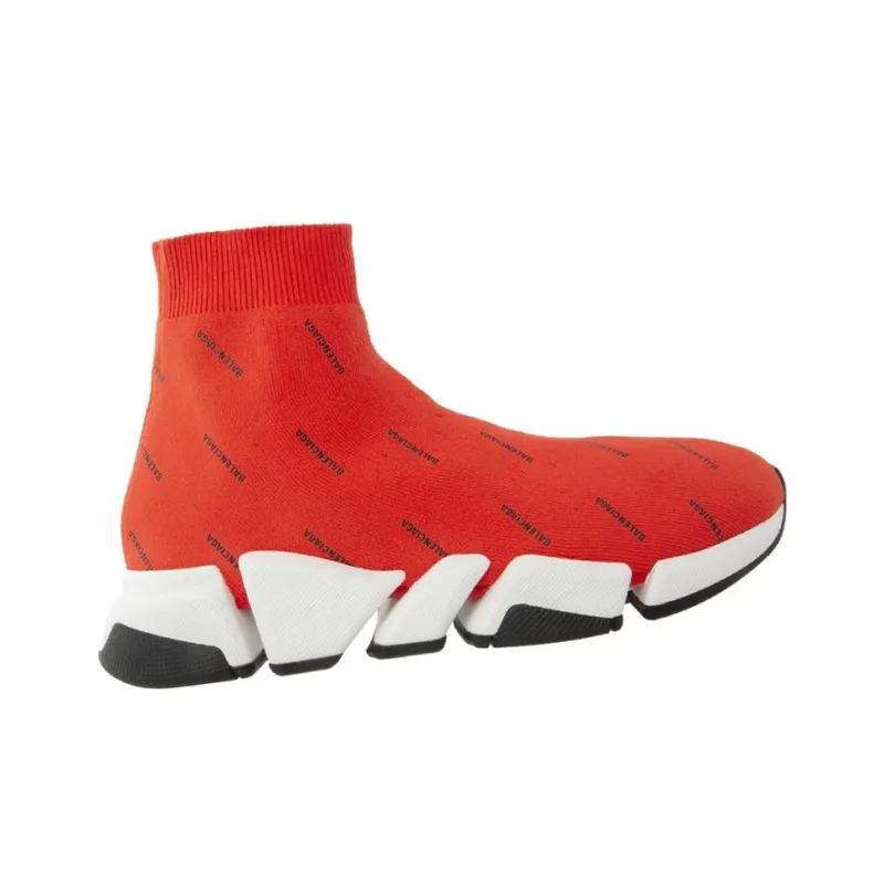 Balenciaga Speed 2.0 High Top Casual Shoes Men's Red-1