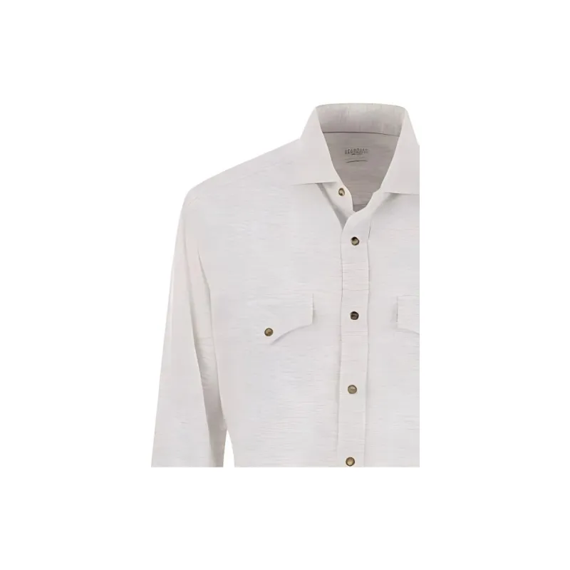 Brunello Cucinelli Flap Pocket Long Sleeved Shirt-4