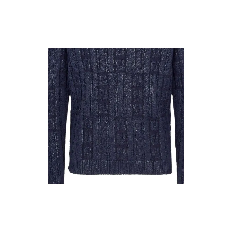 FENDI Logo Detailed Crewneck Knitted Jumper-4
