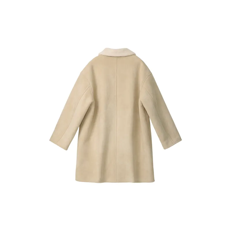 Fstudio Fall And Winter Korean Petite Commute Warm Mid Length Nappa Coat Women's Apricot-1