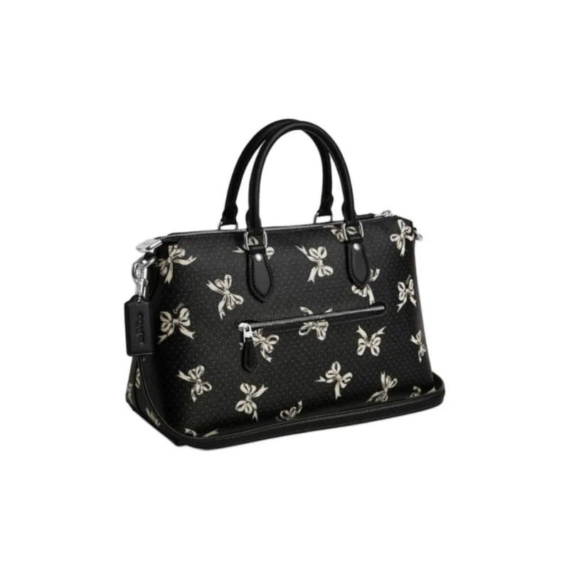 COACH Printed Coated Canvas One Shoulder Handbag Large Size Women's Black & Multicolor-1