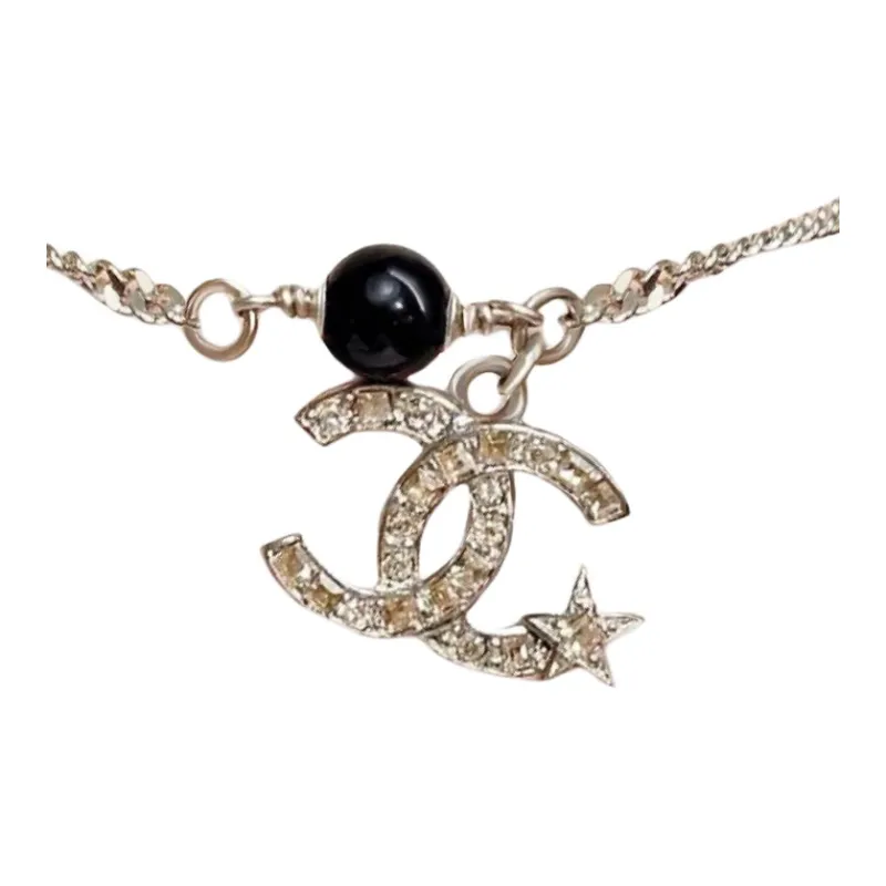 CHANEL Metal Rhinestone Bracelets Unisex Gold-3