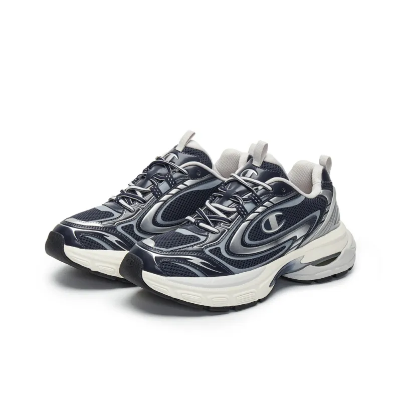 Champion Low Top Running Shoes Men's Marine Blue/Silver White-2