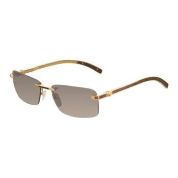 STEFANO RICCI Titanium Wood Zinc-Plated Gold Rectangular Sunglasses Unisex Gold