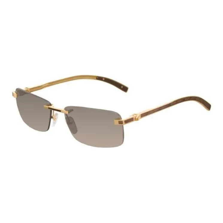 STEFANO RICCI Titanium Wood Zinc-Plated Gold Rectangular Sunglasses Unisex Gold-0