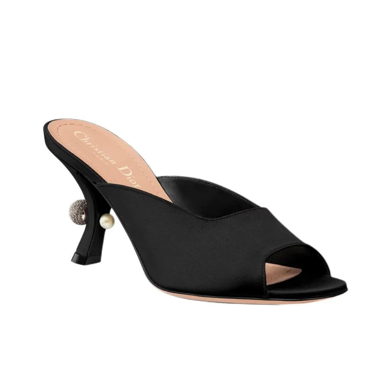 DIOR Tribales Slide Slippers 8cm Women's Black-3