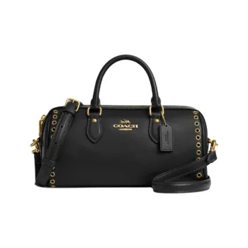 COACH Smooth Leather One Shoulder Handbags Medium Size Women's Black