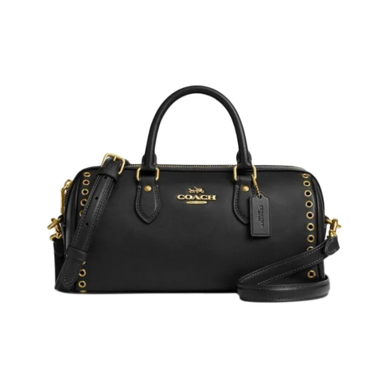 COACH Smooth Leather One Shoulder Handbag Medium Size Women's Black-0