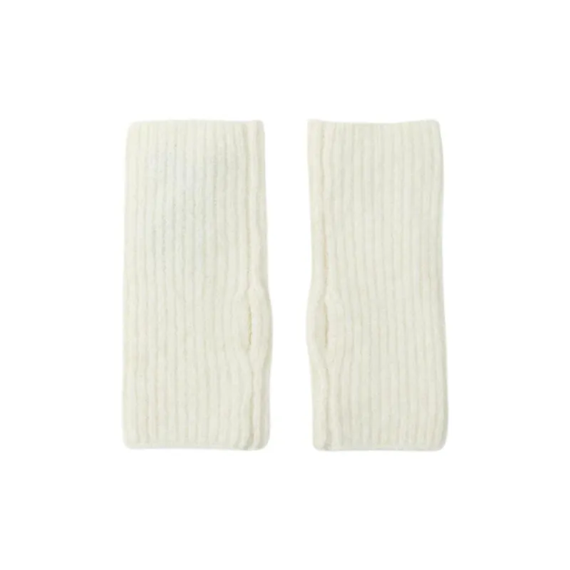ZARA Acrylic Polyester Polyamide Alpaca Wool Elastane Knit Gloves Women's White-2