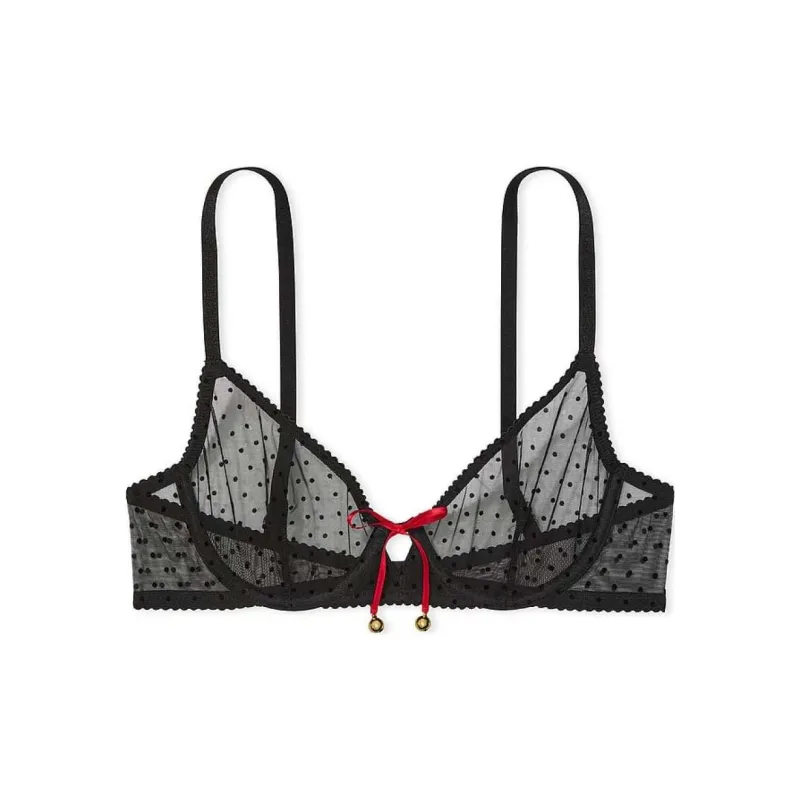 Victoria's Secret 24 Big Show Collection VERY SEXY Bra Women's Black Polka Dot-0