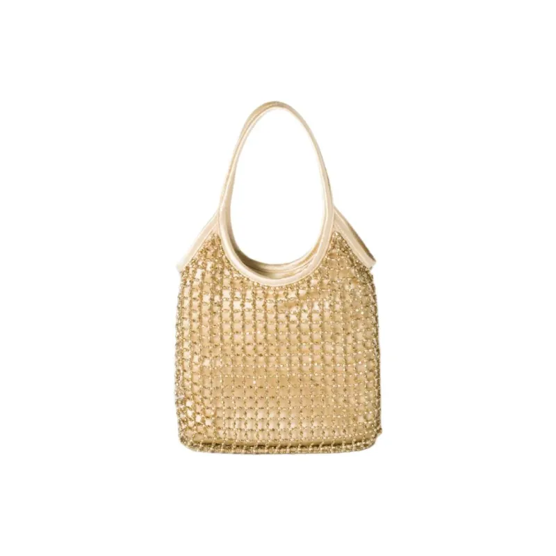 MIU MIU Ivy Silk One Shoulder Handbags Women's Gold-2