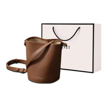 VINEY Cow Leather Underarm Bucket Bag, Shoulder Bag Mini Women's Camel Brown