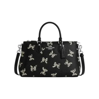 COACH Printed Coated Canvas One Shoulder Handbag Large Size Women's Black & Multicolor