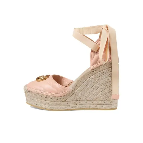 GUCCI GG Marmont Wedge Heel High Heels 12cm Women's Pink