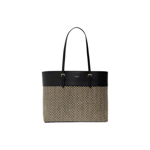 SAINT LAURENT Raffia Tote Bag Shopping Bag Shoulder Bags Women's Black & Light Brown