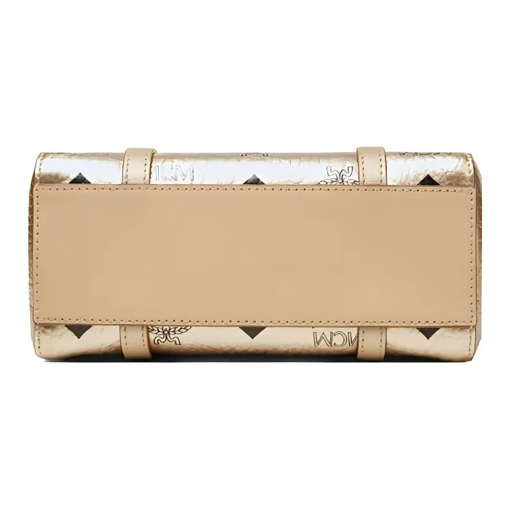 MCM Leather Basket Bag, Crossbody Bag, One Shoulder Handbag Regular Women's Berlin Gold-3
