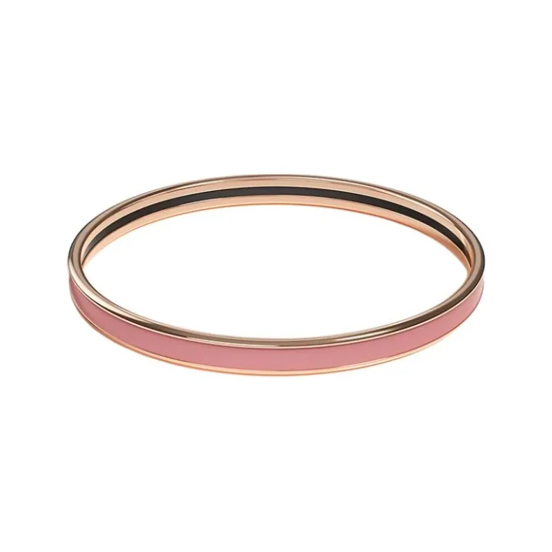 HERMES Enamel Bangles Women's Elegant Rose Pink-1